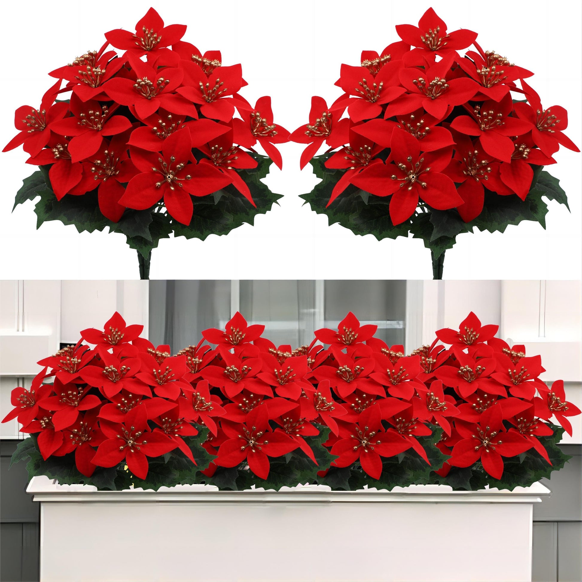 4 pcs 5 Heads Poinsettia Artificial Flowers