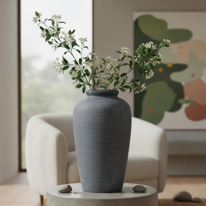 Matte Black Ceramic Vase – 11"
