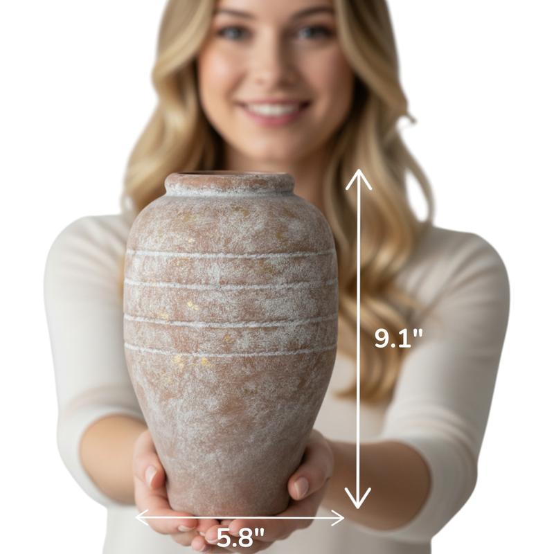 White-Wash Terracotta Vase – 9.1"
