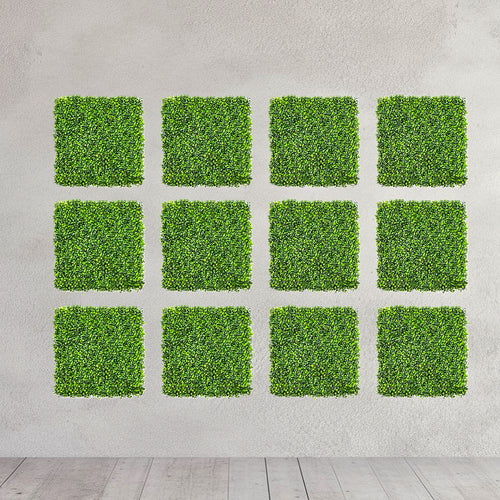 12 Pack Artificial Boxwood Panels (16x20 \ 20x20 \ 10x10 Inch)
