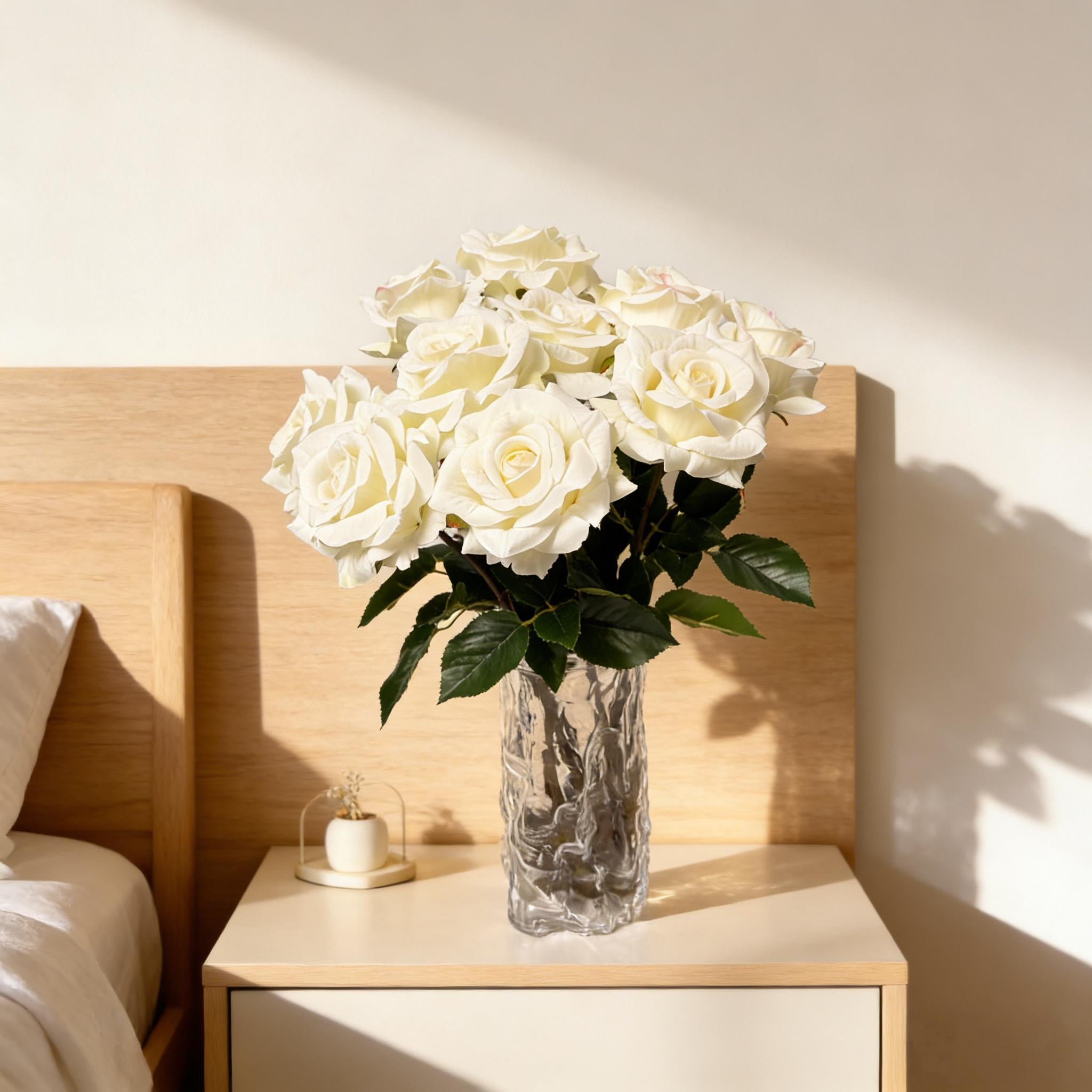 Luxury Artificial Silk Rose Bouquet – Realistic Long Stem Faux Roses for Wedding Centerpieces, Bridal Arrangements, Home Decor & Valentine's Day (6/12 PCS)